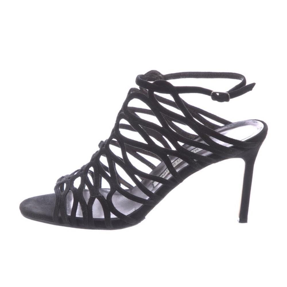 Manolo Blahnik Elegant Black Strappy Heels